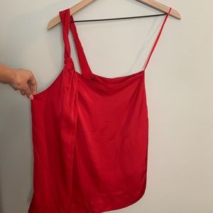 Theory One Shoulder Silk Top